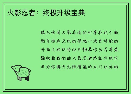 火影忍者：终极升级宝典